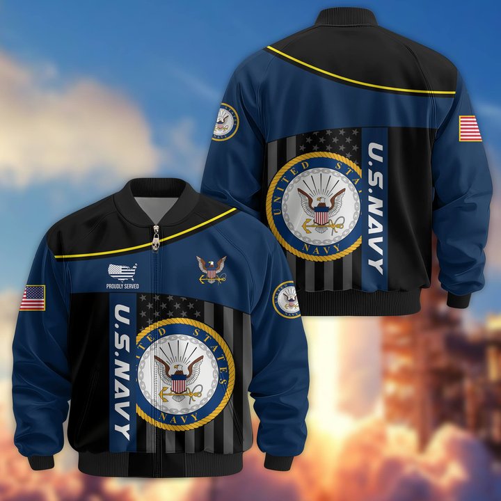 Premium US Navy Veteran Bomber Jacket VPVC803502, Gifts For US Navy Veteran, Gifts On Father's Day, Veterans Day.