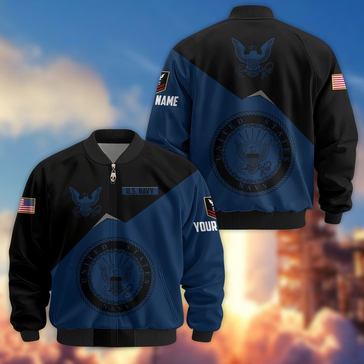 Premium Custom US Navy Veteran Bomber Jacket VPVC804302, Gifts For US Navy Veteran, Gifts On Father's Day, Veterans Day.