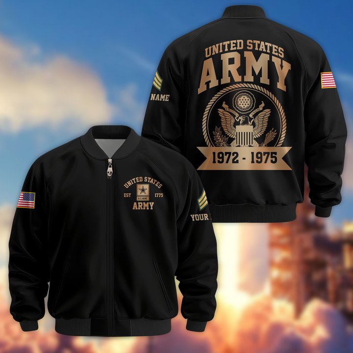 Premium Custom US Army Veteran Bomber Jacket VPVC804801, Gifts For US Army Veteran, Gifts On Father's Day, Veterans Day.