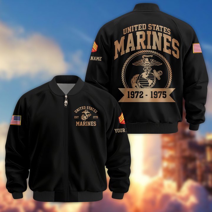 Premium Custom USMC Veteran Bomber Jacket VPVC804803, Gifts For US Marine Veteran, Gifts On Father's Day, Veterans Day.
