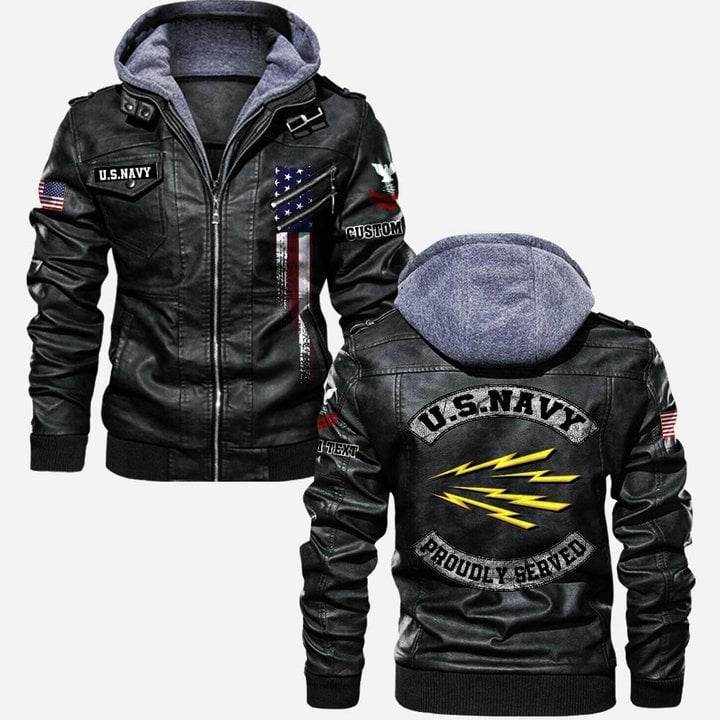 Premium Custom Unit US Navy Leather Jacket VPVC702233, Gifts For Navy Veteran, Gifts On Father's Day, Veterans Day.
