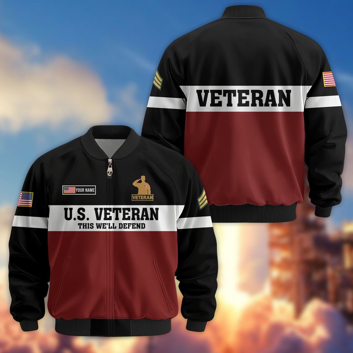 Premium Custom US Veteran Bomber Jacket VPVC805307, Gifts For US Veteran, Gifts On Father's Day, Veterans Day.