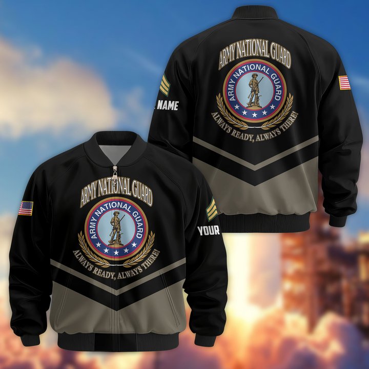 Premium Custom US Army National Guard Veteran Bomber Jacket VPVC806708, Gifts For Army National Guard Veteran, Gifts On Father's Day, Veterans Day.