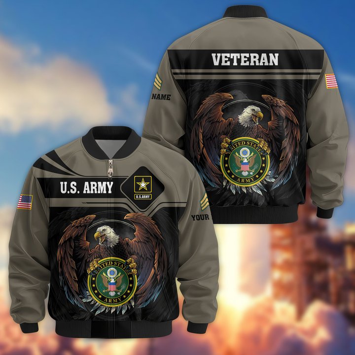 Premium Custom US Army Veteran Bomber Jacket VPVC807910, Gifts For US Army Veteran, Gifts On Father's Day, Veterans Day.