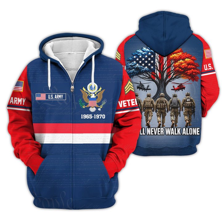 Premium Custom US Army Zip Up Hoodie VPVC609531, Gifts For Army Veteran, Gifts For Veterans Day.