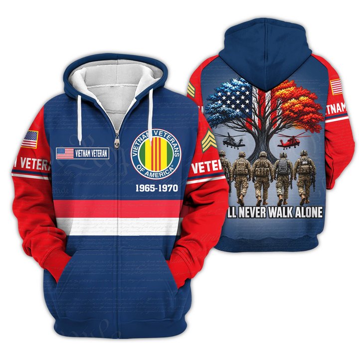 Premium Custom Vietnam Veteran Zip Up Hoodie VPVC609536, Gifts For Vietnam Veteran, Gifts For Veterans Day.