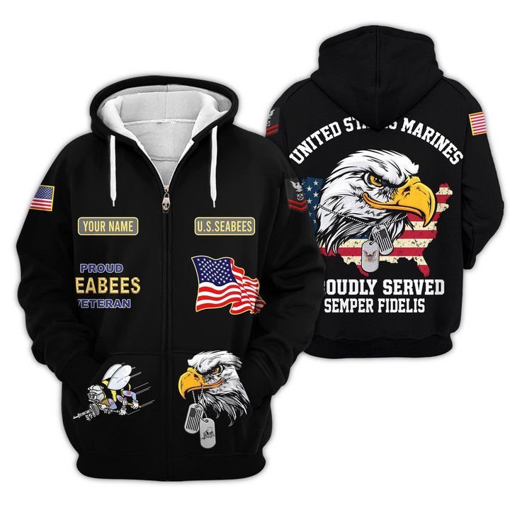 Premium Custom US Seabees Zip Up Hoodie VPVC609549, Gifts For Seabees Veteran, Gifts For Veterans Day.