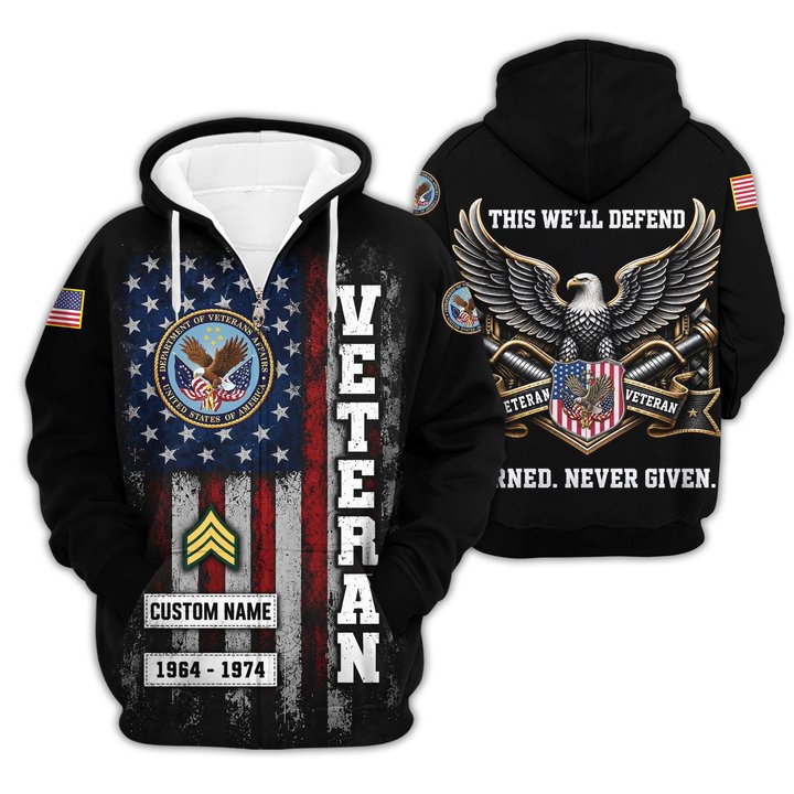 Premium Custom US Veteran Zip Up Hoodie VPVC609557, Gifts For US Veteran, Gifts For Veterans Day.
