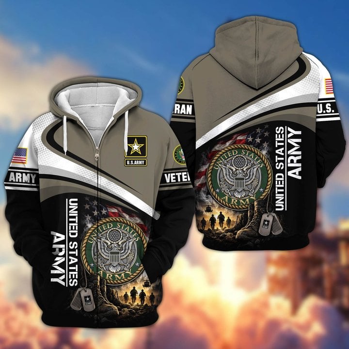 Premium US Veteran Zip Up Hoodie CPHN161011, Gifts For US Veterans, Gifts For Veterans Day.