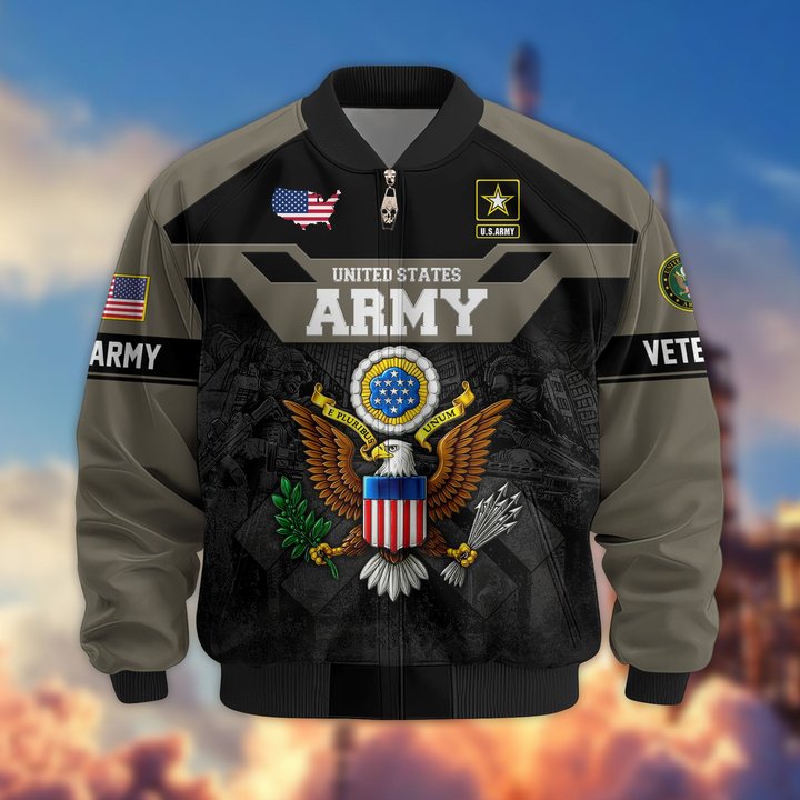 Premium US Veteran Bomber Jacket DPVC211001, Waterproof Windbreaker Coat, US Veteran Gift, Veterans Day Gift.