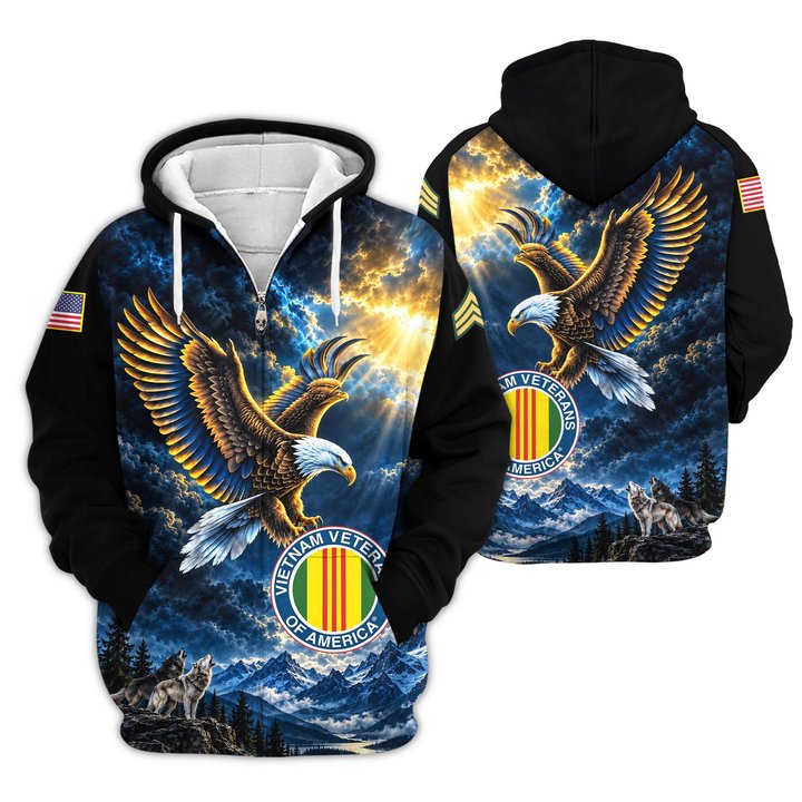 Premium Custom Vietnam Veteran Zip Up Hoodie VPVC609576, Gifts For Vietnam Veteran, Gifts For Veterans Day.