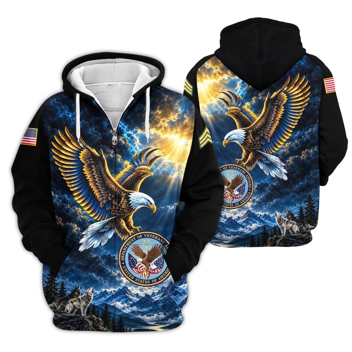 Premium Custom US Veteran Zip Up Hoodie VPVC609577, Gifts For US Veteran, Gifts For Veterans Day.