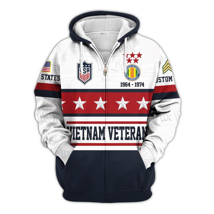 Premium Custom Vietnam Veteran Zip Up Hoodie VPVC609596, Gifts For Vietnam Veteran, Gifts For Veterans Day.