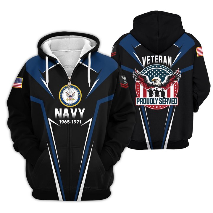 Premium Custom US Navy Zip Up Hoodie VPVC609602, Gifts For Navy Veteran, Gifts For Veterans Day.