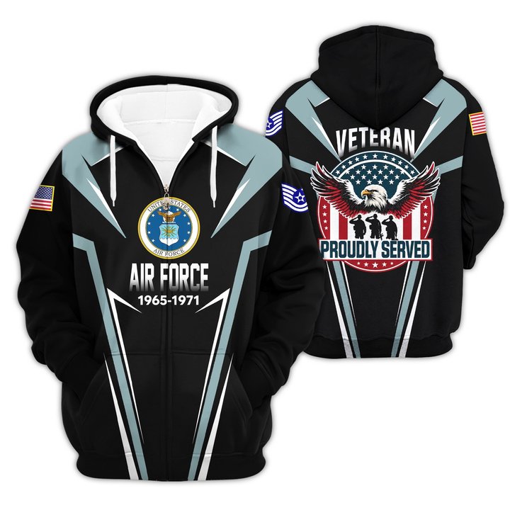 Premium Custom USAF Zip Up Hoodie VPVC609604, Gifts For Air Force Veteran, Gifts For Veterans Day.