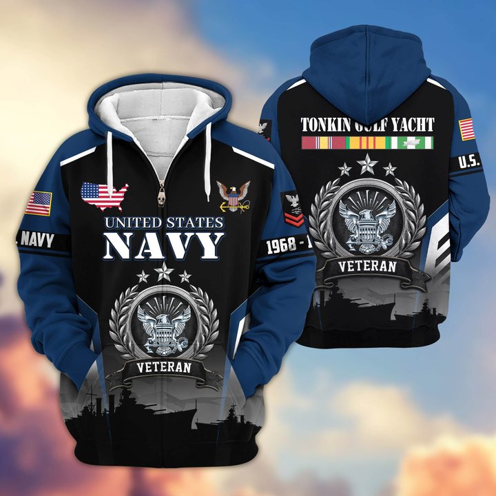 Premium Custom US Navy Zip Up Hoodie DPVC261010