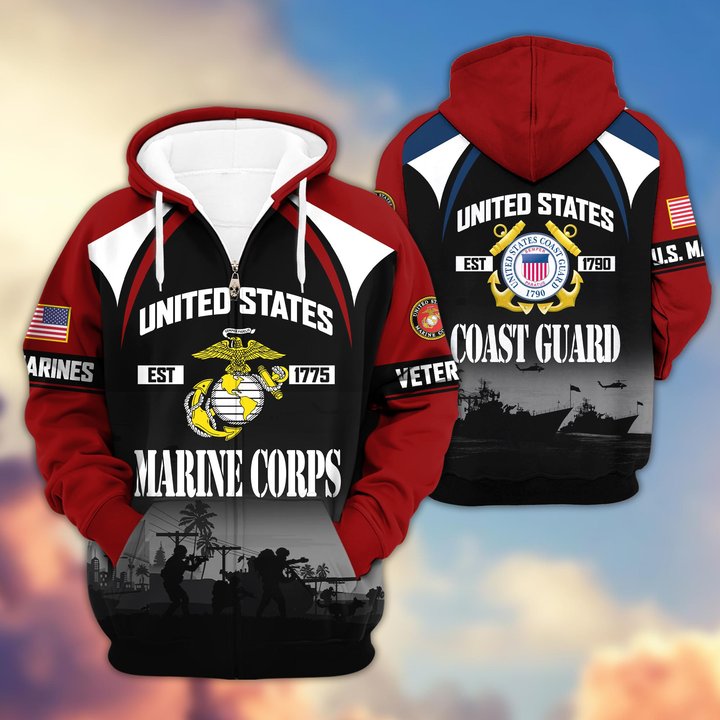 Premium USMC, USCG Zip Up Hoodie DPVC271010