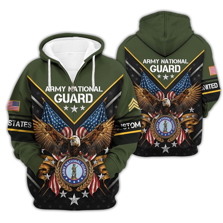 Premium Custom Army National Guard Zip Up Hoodie VPVC609628, Gifts For Army National Guard Veteran, Gifts For Veterans Day.