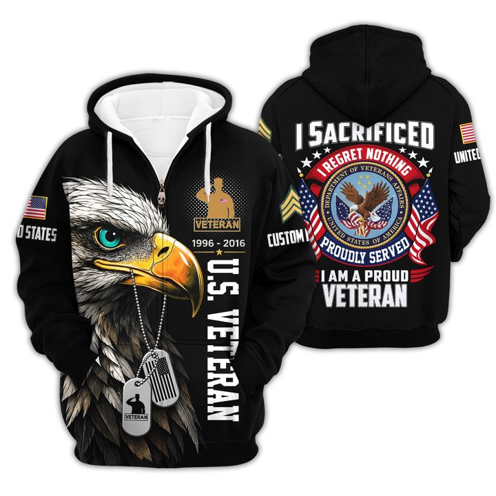 Premium Custom US Veteran Zip Up Hoodie VPVC609637, Gifts For US Veteran, Gifts For Veterans Day.