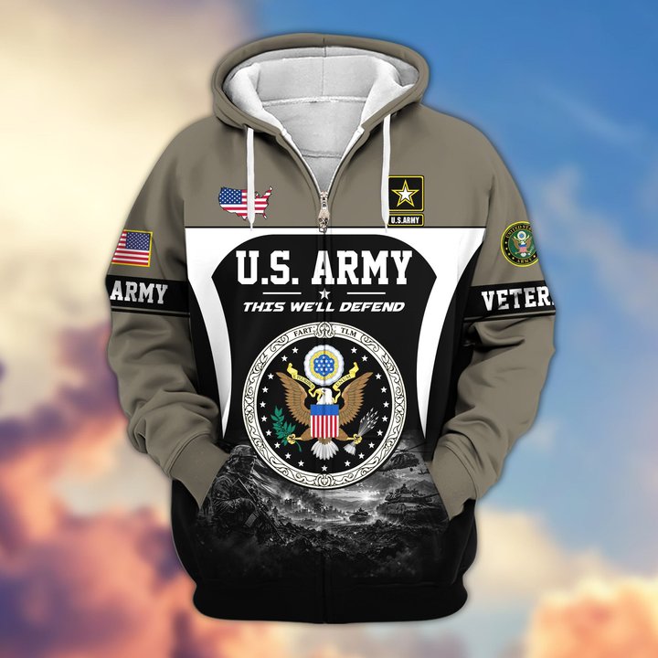 Premium US Veteran Zip Up Hoodie BTTN271022, Gifts For US Veterans, Gifts For Veterans Day.