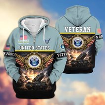 Premium US Veteran Zip Up Hoodie BTTN151021, Gifts For US Veterans, Gifts For Veterans Day.