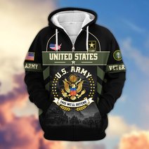 Premium US Veteran Zip Up Hoodie BTTN221021, Gifts For US Veterans, Gifts For Veterans Day.