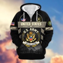 Premium US Veteran Zip Up Hoodie BTTN221021, Gifts For US Veterans, Gifts For Veterans Day.
