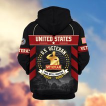 Premium US Veteran Zip Up Hoodie BTTN221021, Gifts For US Veterans, Gifts For Veterans Day.