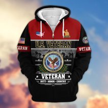 Premium US Veteran Zip Up Hoodie BTTN291021, Gifts For US Veterans, Gifts For Veterans Day.