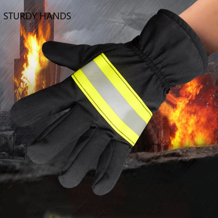 Fireproof Safety Gloves Black Reflective Belt Fire Gloves For Welding And Cold Weather Firefighting Gloves