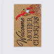 CHICKEN WELCOME MOTHER CLUCKERS SAND BACKGROUND RUG