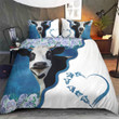 COW FLOWER GALAXY BLUE STYLE BEDDING SET