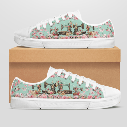 SEWING FLOWER STYLE LOW TOP SHOES