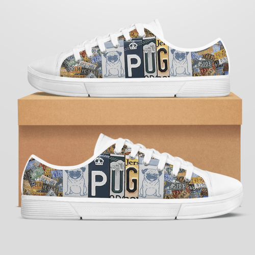 PUG LICENSE PLATE LOW TOP SHOE
