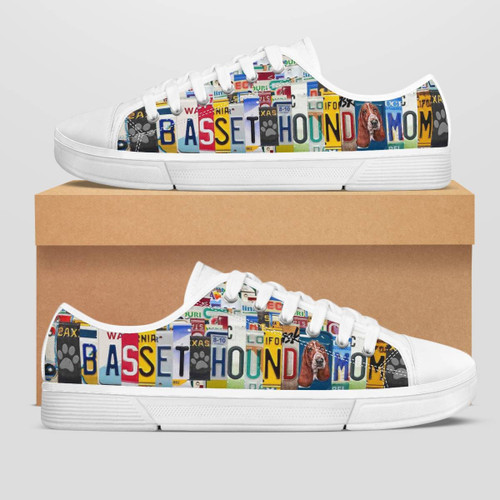 BASSET HOUND LICENSE PLATES LOW TOP SHOES