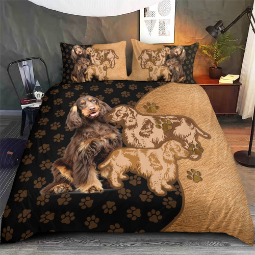DOG COCKER SPANIEL TEXTURE STYLE BEDDING SET