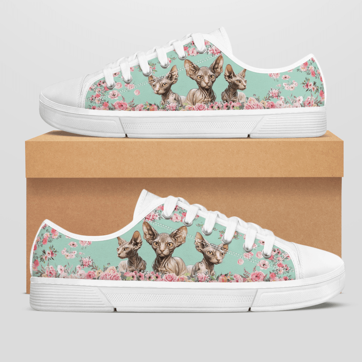 SPHYNX CAT FLOWER STYLE LOW TOP SHOES