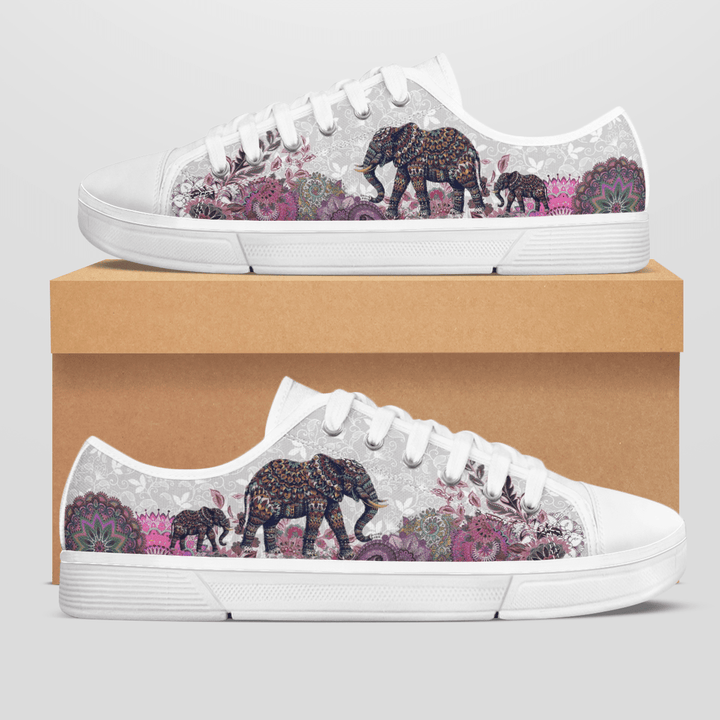 ELEPHANT FLOWERS MANDALA LOW TOP