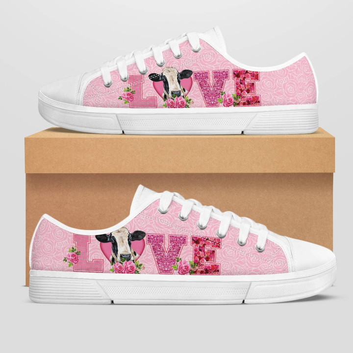 COW LOVE ROSE PINK LOW TOP SHOES