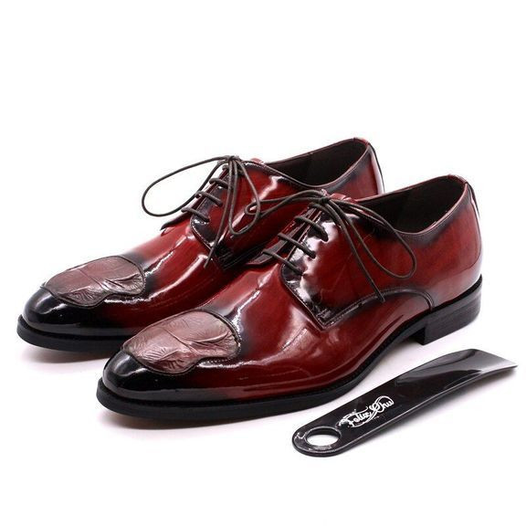 Italian Luxury Patent Leather Oxford Shoes - Men's Pointed Toe Weddi ...