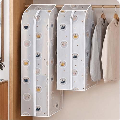Cute Crown Print Pattern Household Clothes Dust Cover Thickened Three-dimensional Wardrobe Storage Cover Suit Coat Dustproof Bag - Household Merchandises