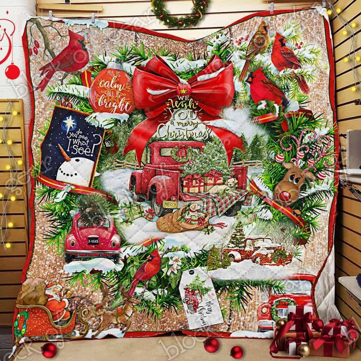 Beautiful Christmas Wreath Quilt Blanket ABC24104570