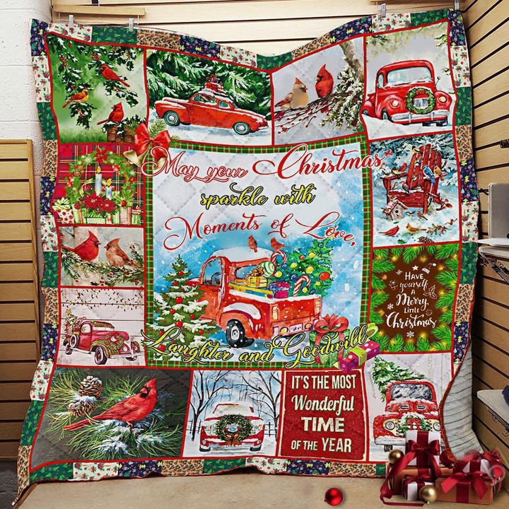 Merry Christmas Red Truck And Cardinal Quilt Blanket ABC07111435