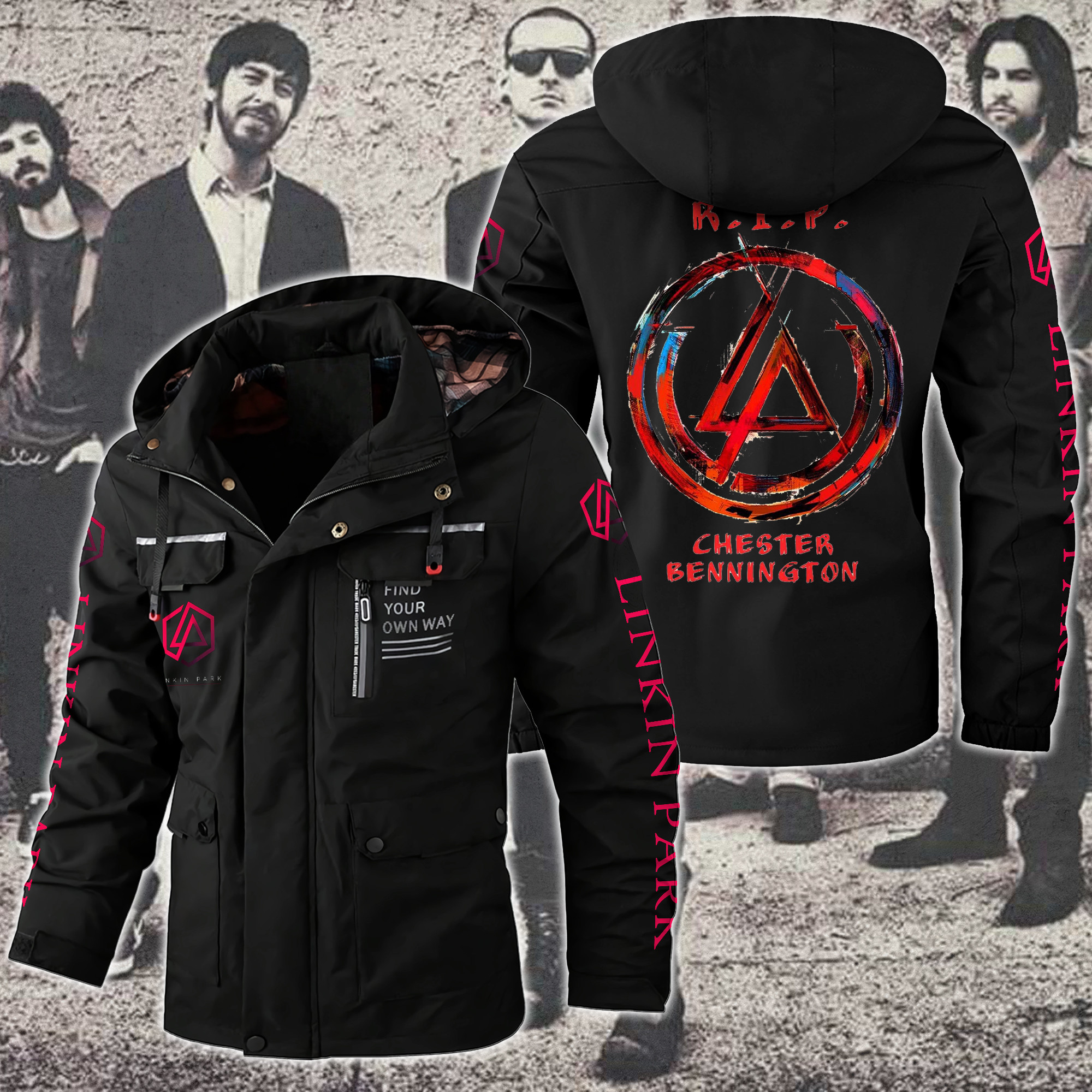 LINKIN PARK Windbreaker Hooded Jacket LKP2WBRK - Fashtico