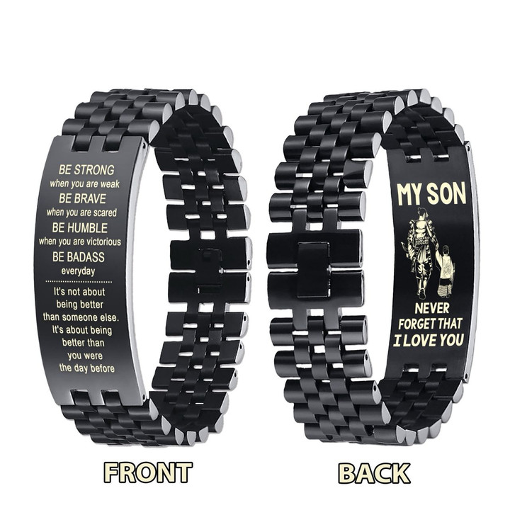 Samurai customizable engraved bracelet, gifts from dad mom to son- Be strong be brave be humble, It is not about better than someone else, It is about being better than you were the day before