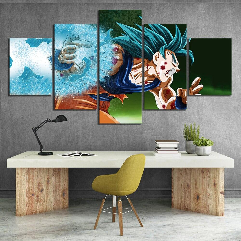 Dragon Ball - 5 Pieces Wall Art - Goku - Super Saiyan Blue - Dragon Ba ...