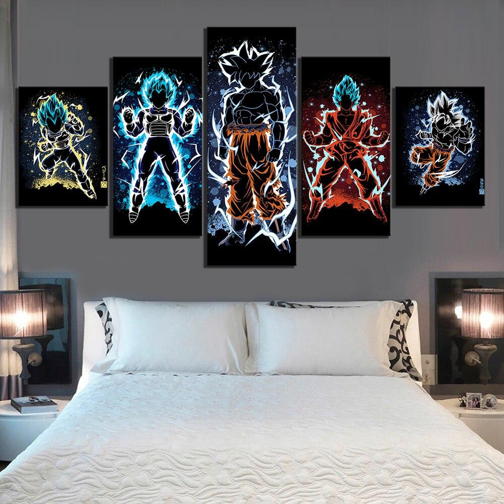 Dragon Ball - 5 Pieces Wall Art - Vegeta - Goku - Gohan - Super Saiyan ...