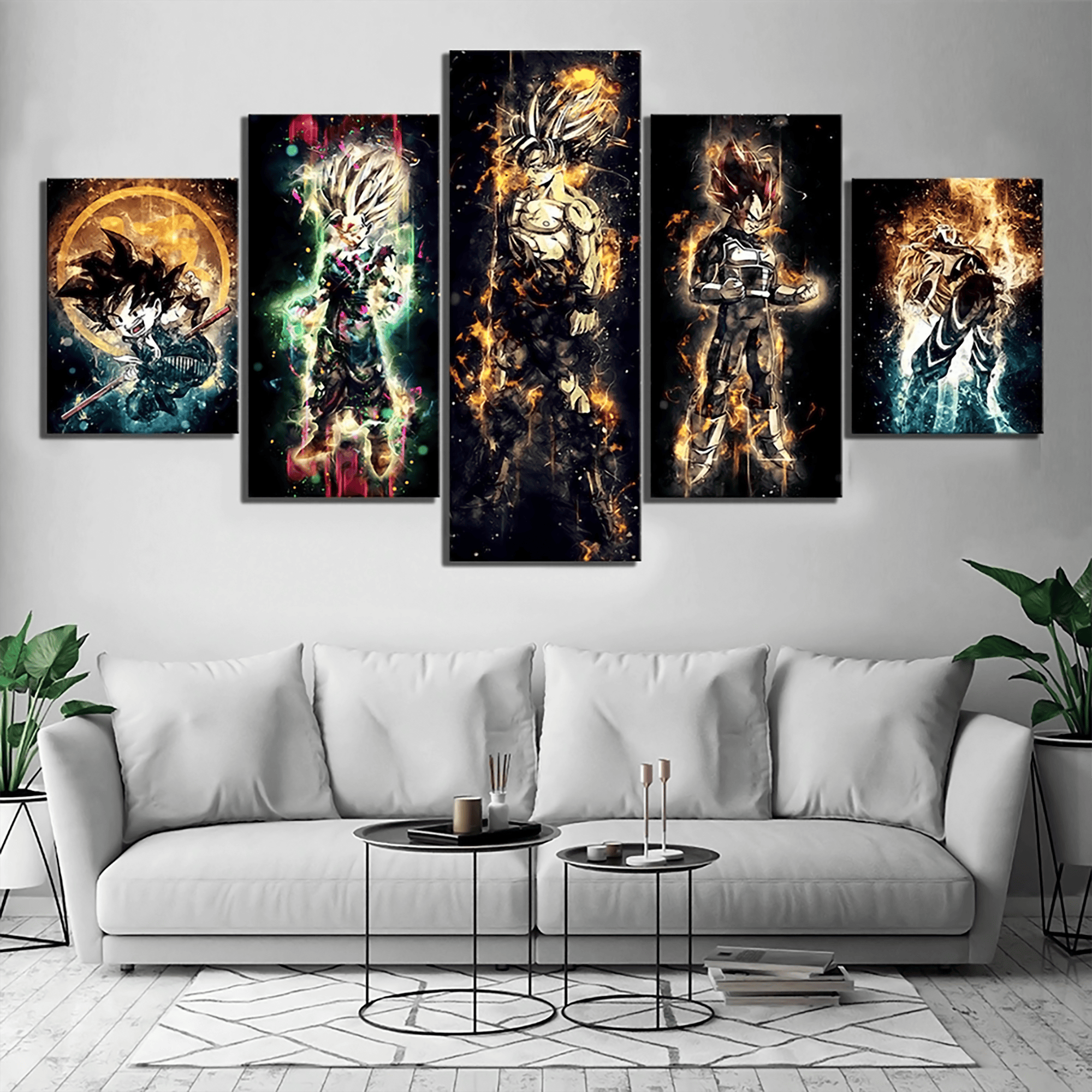 Dragon Ball - 5 Pieces Wall Art - Kid Goku - Gohan - Goku - Vegeta - V ...