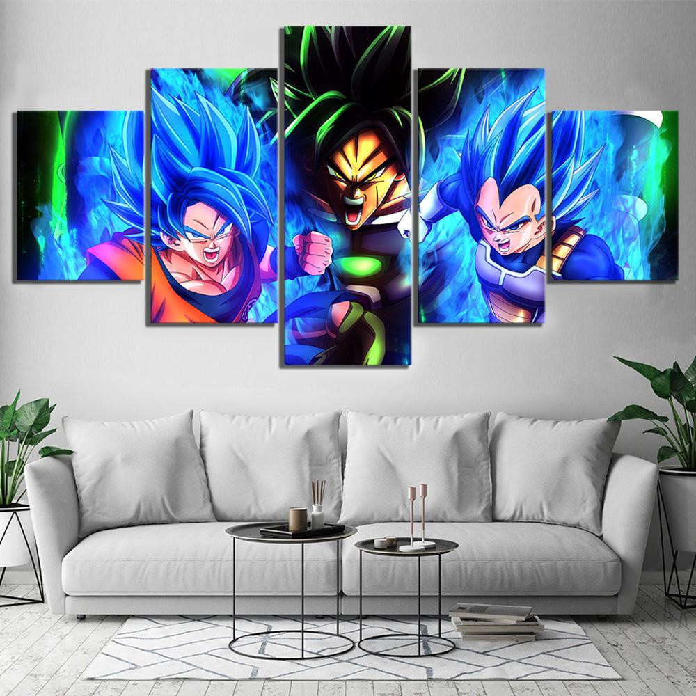 Dragon Ball - 5 Pieces Wall Art - Goku - Vegeta - Broly - Super Saiyan ...