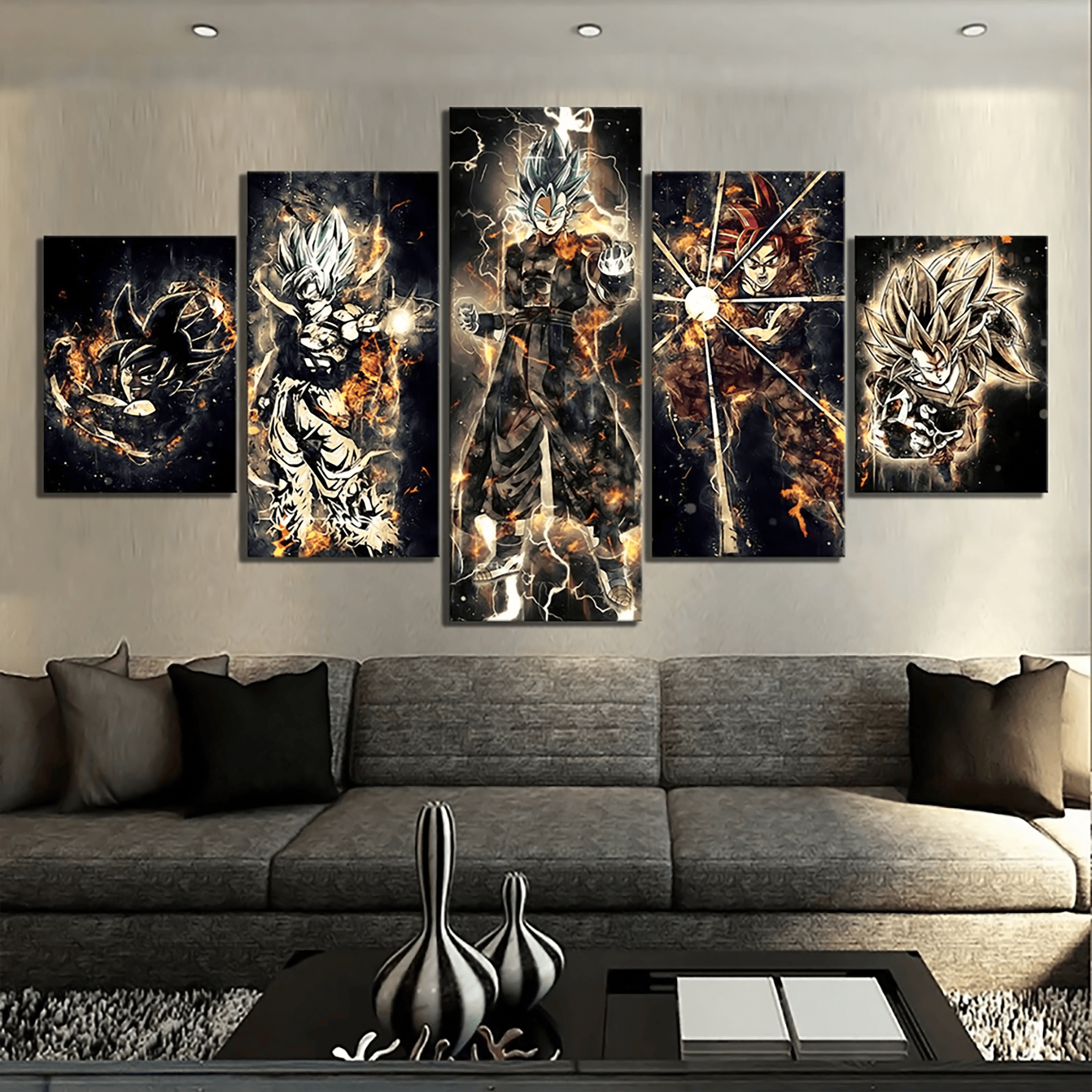 Dragon Ball - 5 Pieces Wall Art - Goku - Vegeto - Super Saiyan God - S ...